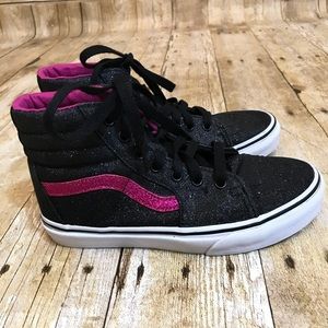 girls black glitter vans